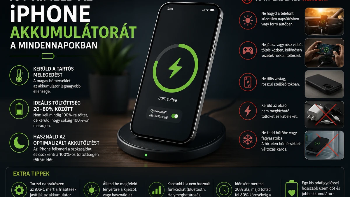 iPhone akkumulátorkímélési tippek és kerülendő töltési szokások
